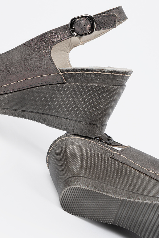 Sandalias grises con cuña para mujer