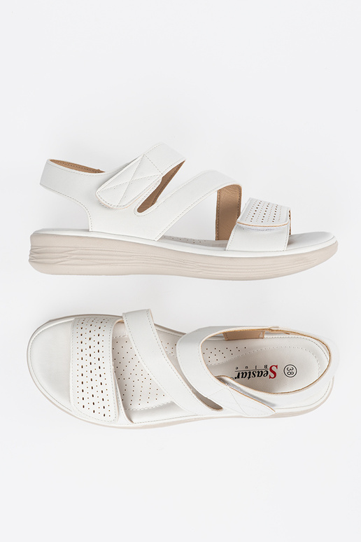 Sandalias de mujer con velcro blancas