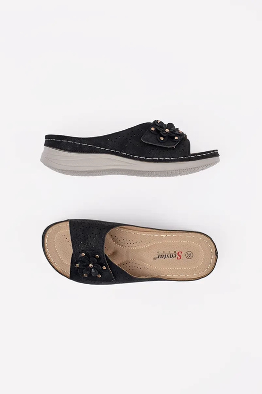 Pantuflas de mujer negras con suela...