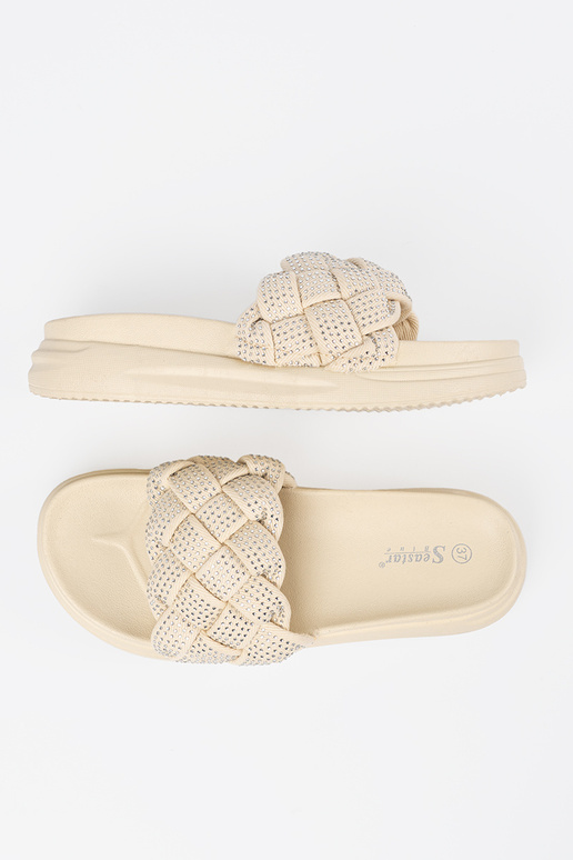 Chanclas con cristales color arena... Chanclas con cristales color arena...