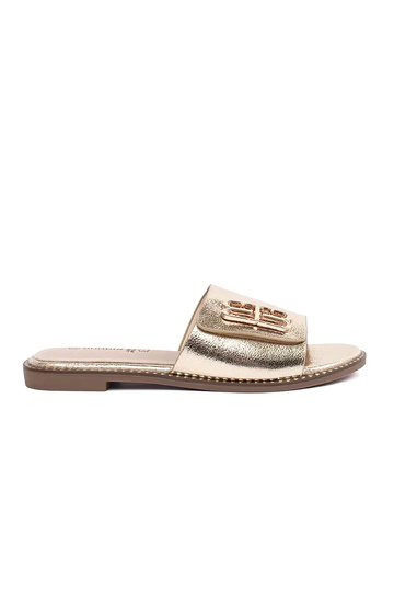 chanclas doradas para mujer...