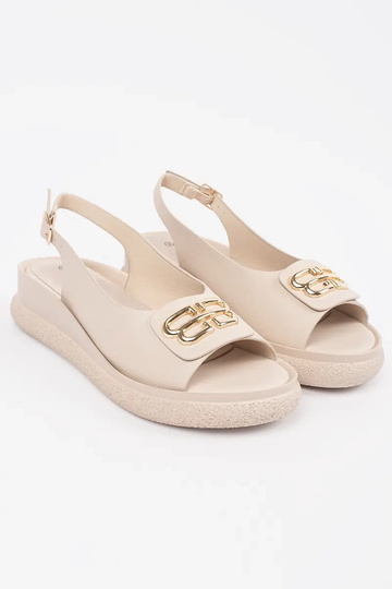 Sandalias planas beige con... 2