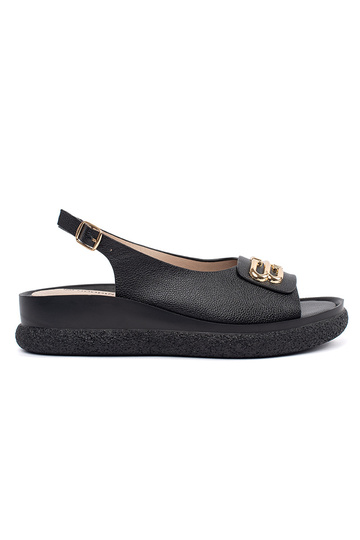 Sandalias planas negras con...