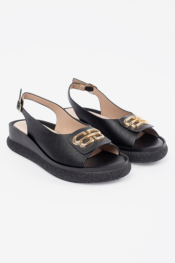 Sandalias planas negras con... 2