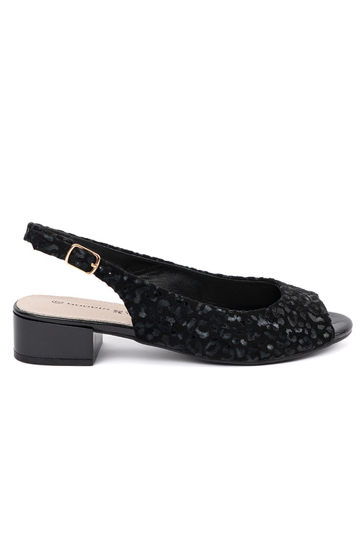 Sandalias negras de tacón bajo con... Sandalias negras de tacón bajo con...