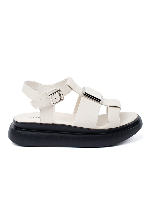 Sandalias elegantes de cuero marfil... Sandalias elegantes de cuero marfil...