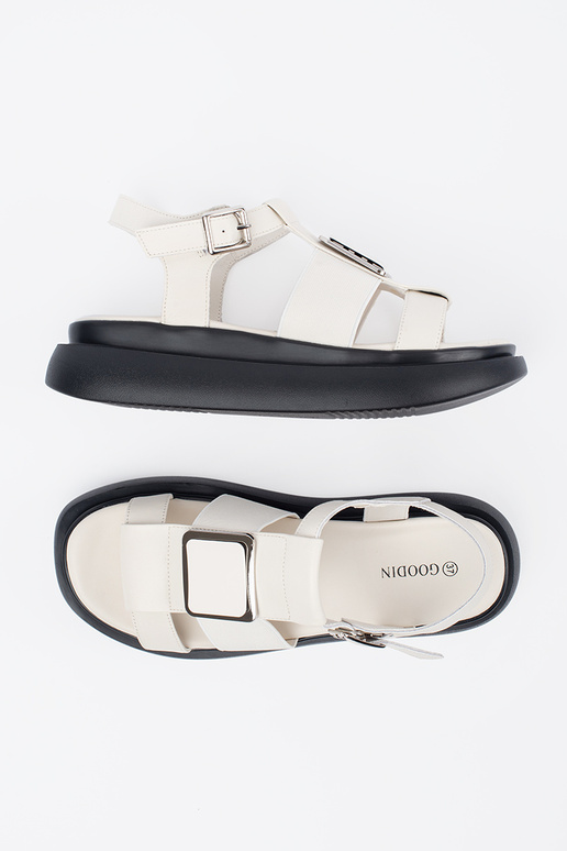 Sandalias elegantes de cuero marfil... Sandalias elegantes de cuero marfil...