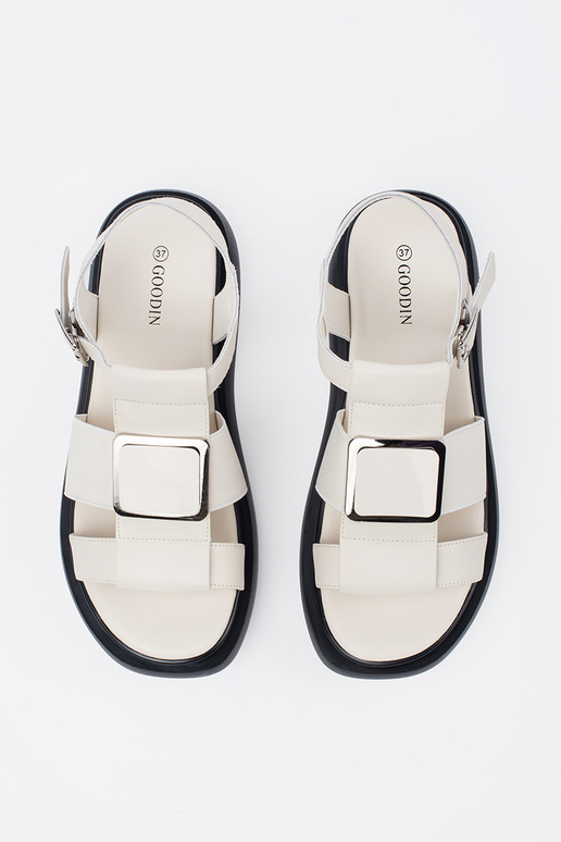 Sandalias elegantes de cuero marfil... Sandalias elegantes de cuero marfil...