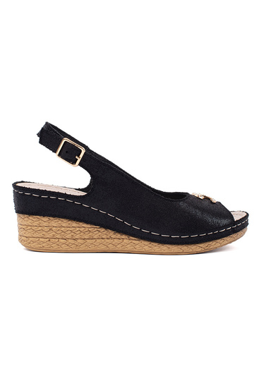 Sandalias negras con cuña y...