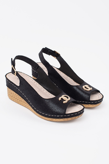 Sandalias negras con cuña y... 2