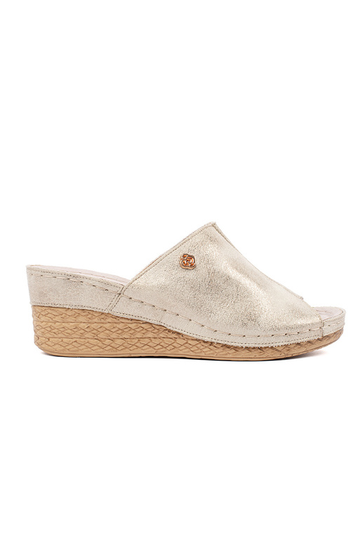 Zapatillas de mujer con cuña dorada Zapatillas de mujer con cuña dorada