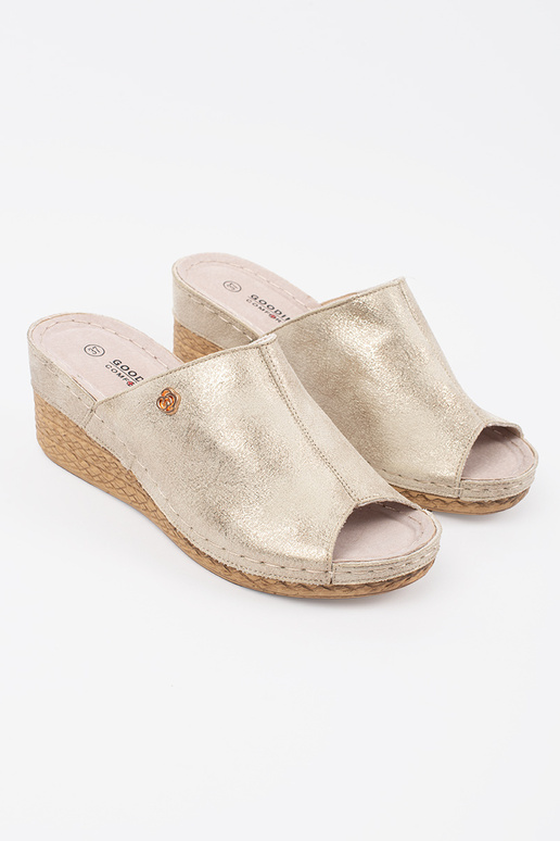 Zapatillas de mujer con cuña dorada Zapatillas de mujer con cuña dorada