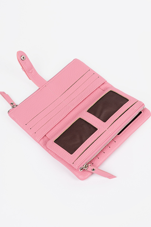 Cartera de mujer rosa con compartimentos