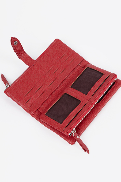 Cartera de mujer roja con compartimentos
