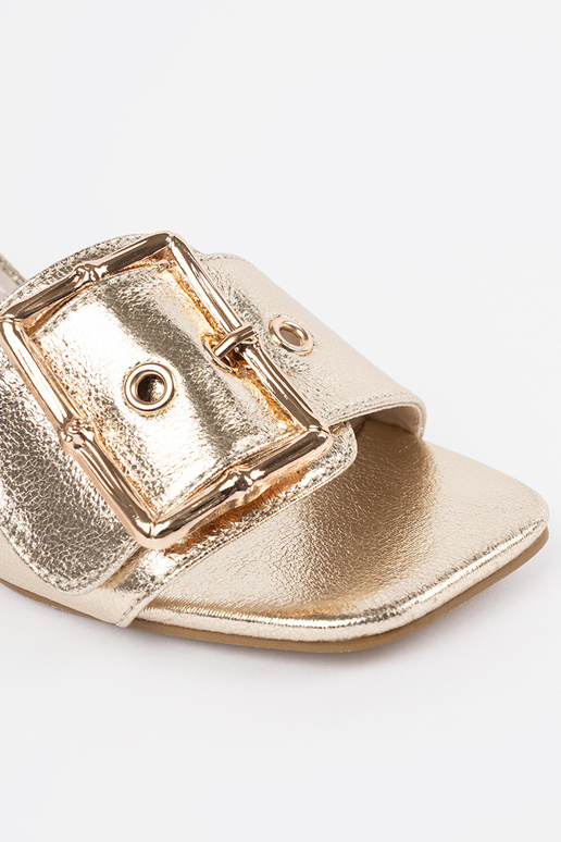Chanclas doradas de tacón para mujer...