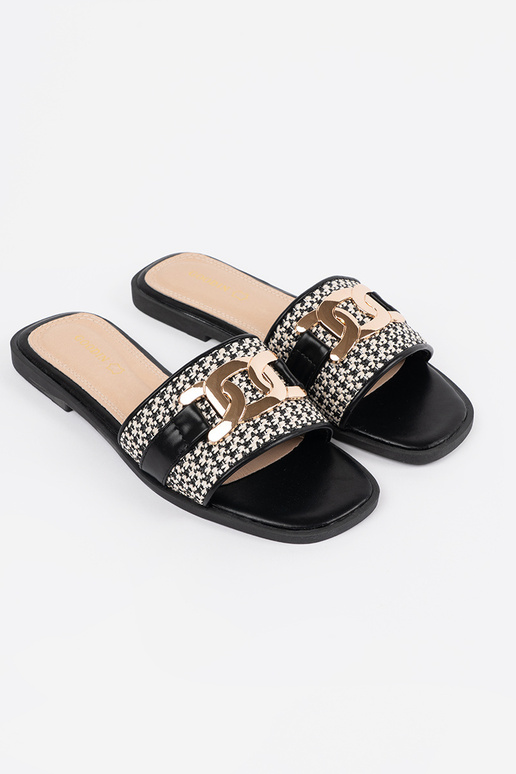 Chanclas blanco-negras para mujer con... Chanclas blanco-negras para mujer con...
