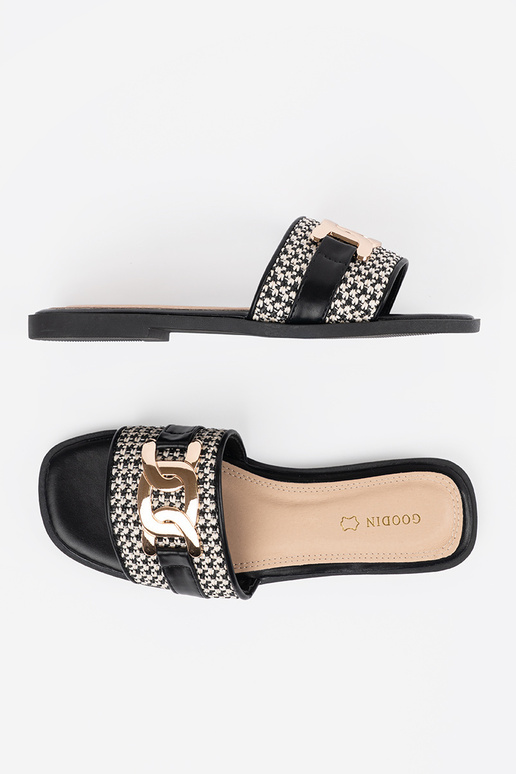 Chanclas blanco-negras para mujer con... Chanclas blanco-negras para mujer con...