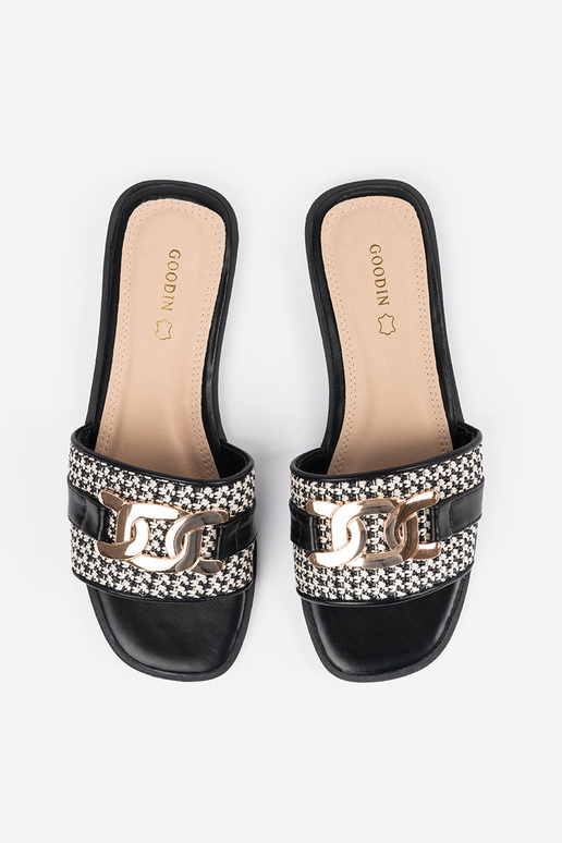 Chanclas blanco-negras para mujer con... Chanclas blanco-negras para mujer con...