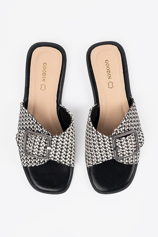 Chanclas a cuadros blanco y negro con...