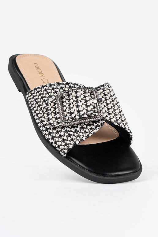 Chanclas a cuadros blanco y negro con...