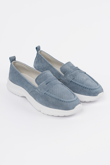 Mocasines de cuero azul con... 2