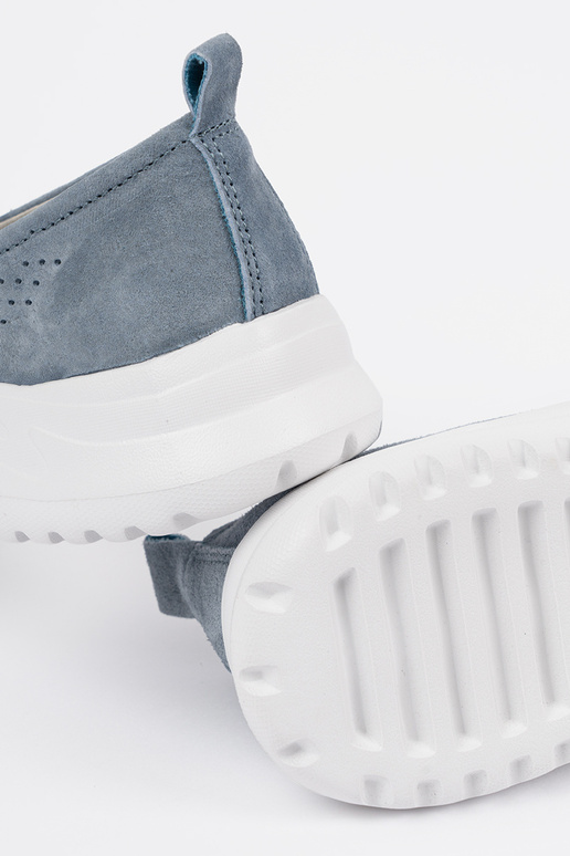 Mocasines de cuero azul con plataforma