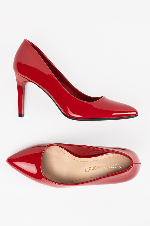 Zapatos de tacón rojos de cuero para...