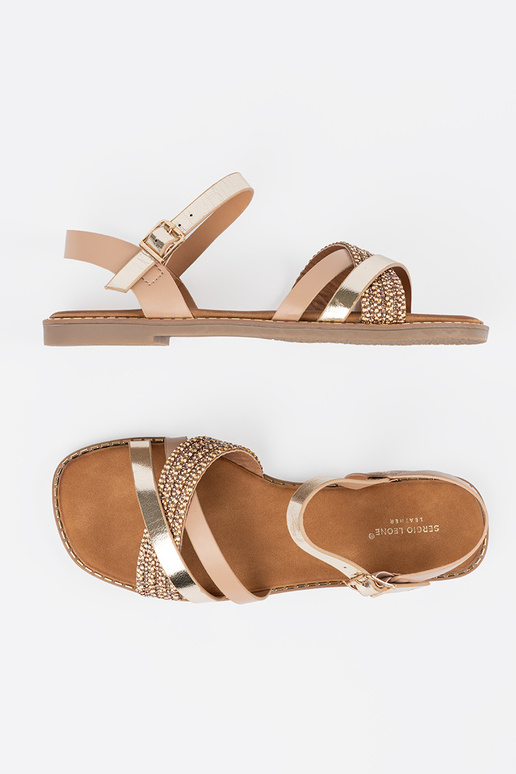 Sandalias femeninas blancas de suela...