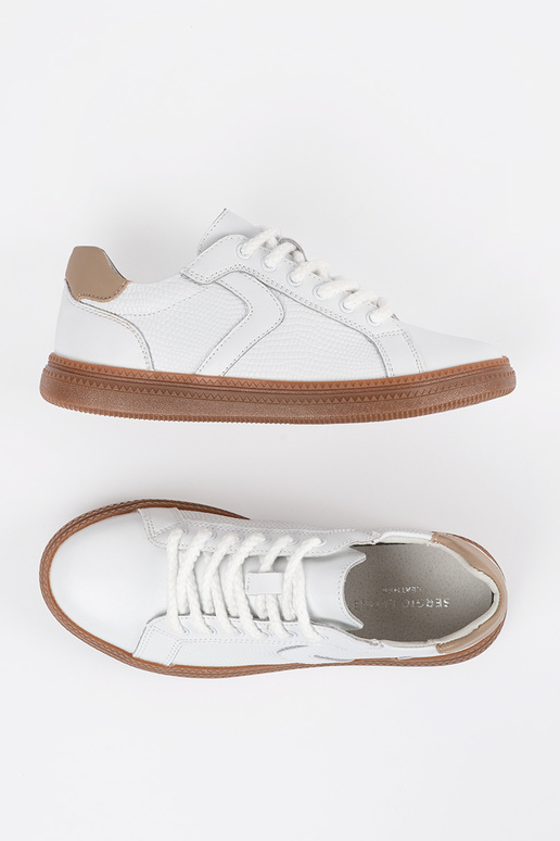 Zapatillas de mujer de cuero blancas...