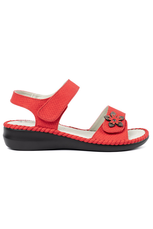 Sandalias con inserciones de cuero rojas