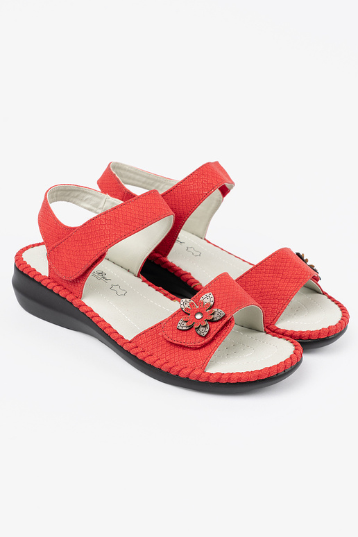 Sandalias con inserciones de cuero rojas