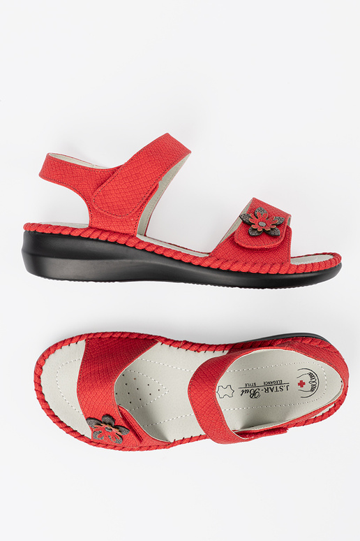 Sandalias con inserciones de cuero rojas