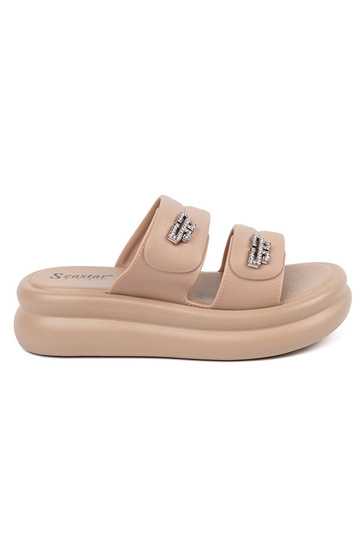 beige Zapatillas mujer con...