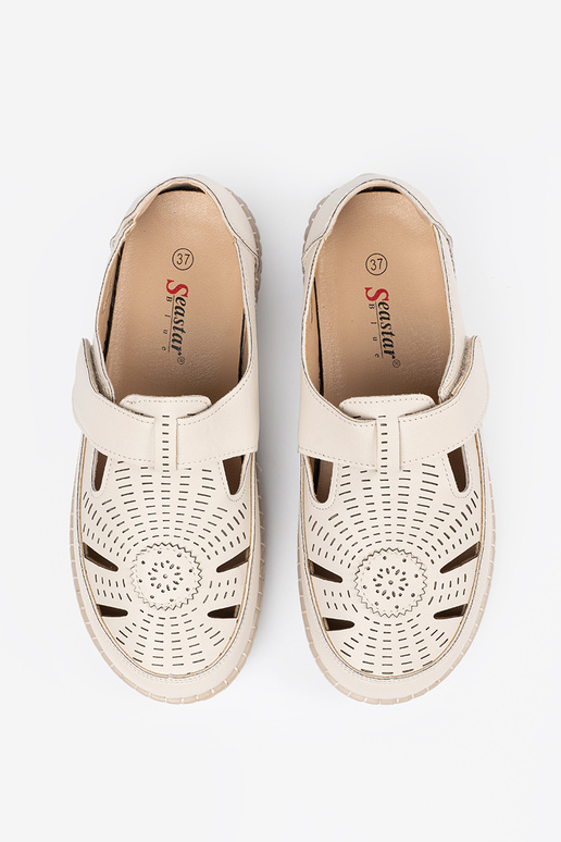 zapatos de mujer calado velcro beige zapatos de mujer calado velcro beige