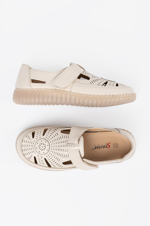 zapatos de mujer calado velcro beige zapatos de mujer calado velcro beige