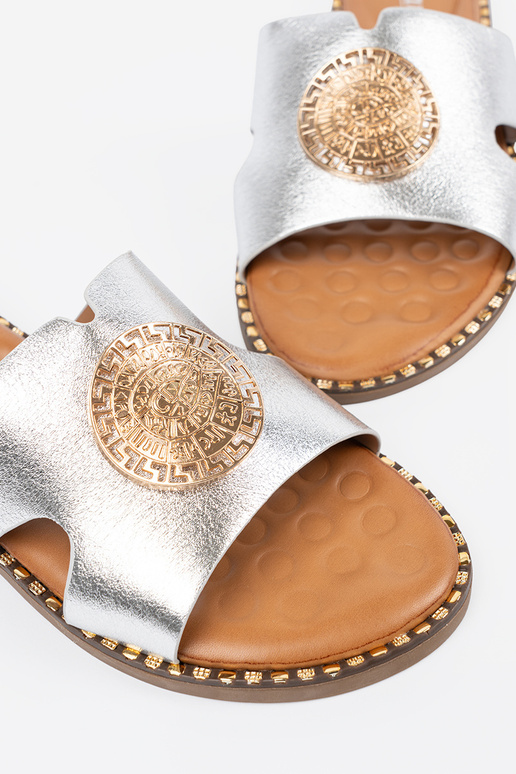 Zapatillas plata con adornos dorados