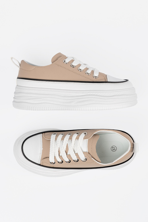 Zapatillas deportivas color arena con... Zapatillas deportivas color arena con...