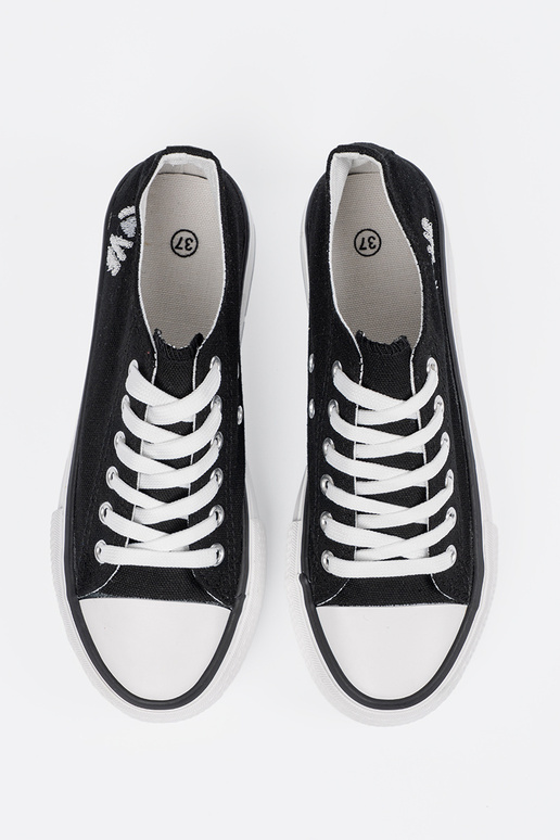 Zapatillas de mujer color negro con... Zapatillas de mujer color negro con...