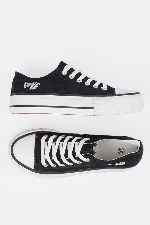 Zapatillas de mujer color negro con... Zapatillas de mujer color negro con...