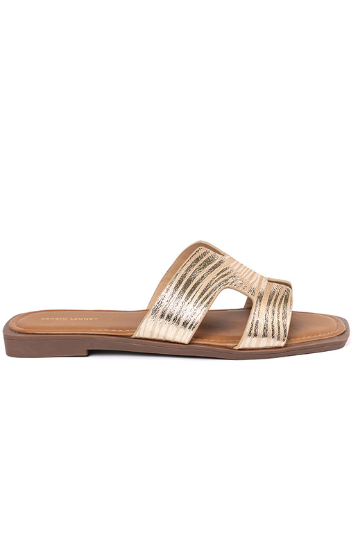 Chanclas de color dorado con punta...