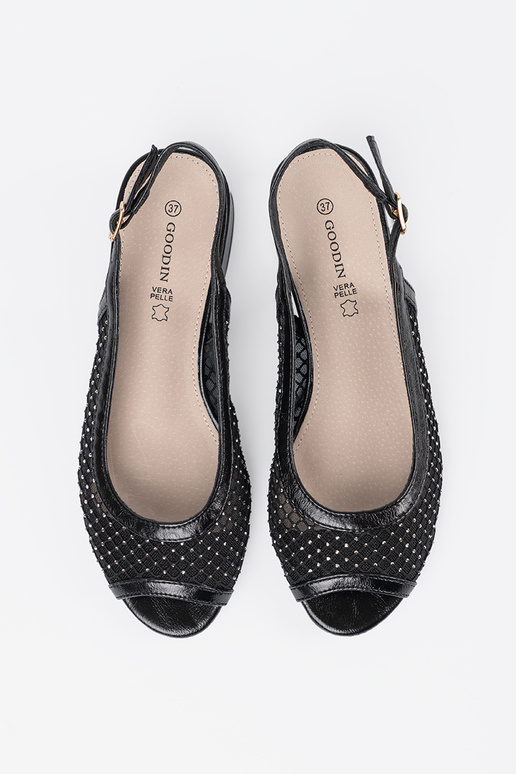 Sandalias con red decorativa color negro