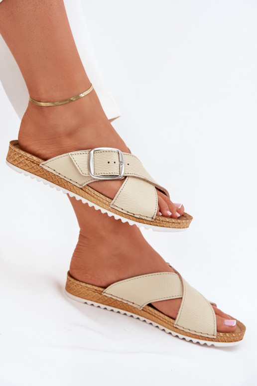 Zapatillas de cuero Femenino con hebillas Inblu VO0004GU beige