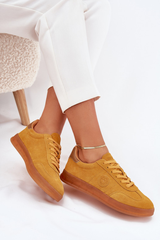 de gamuza Zapatillas modelo zapatos. Femenino Big Star RR274846 HI-POLY SYSTEM color amarillo