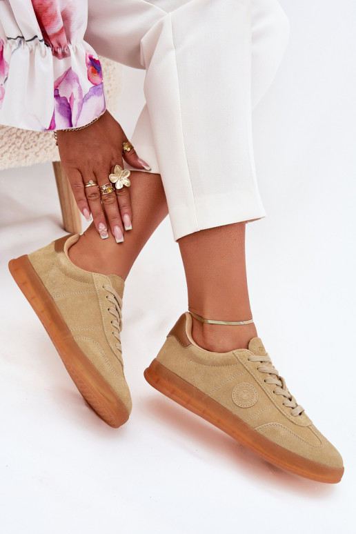 de gamuza Zapatillas modelo zapatos. Femenino Big Star RR274849 HI-POLY SYSTEM beige