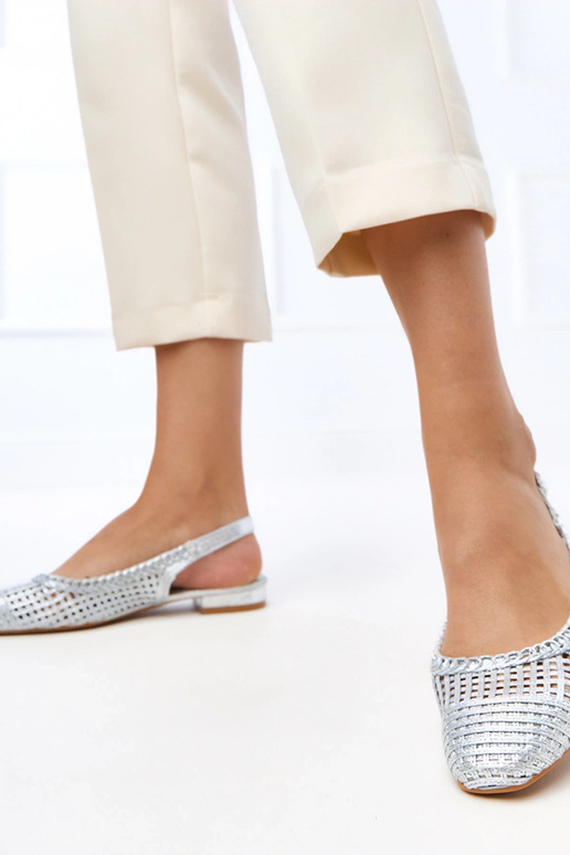 Bailarinas plateadas caladas con...