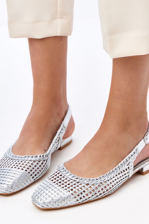 Bailarinas plateadas caladas con...