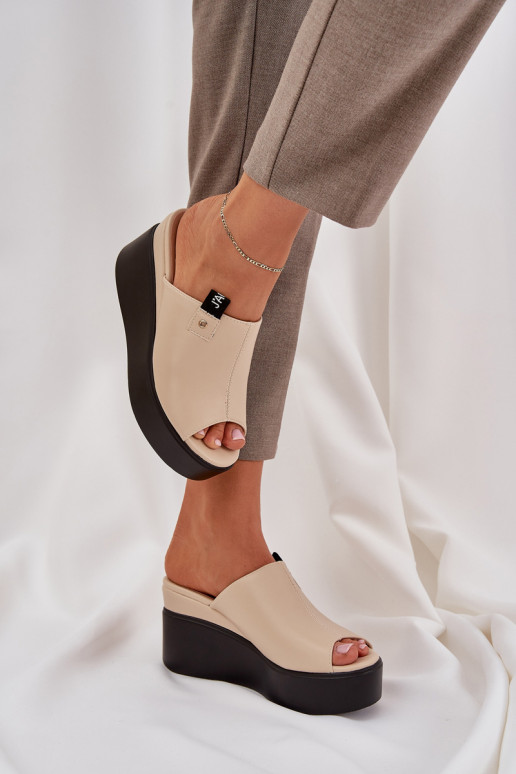 Zapatillas con una plataforma I Koturnie Eko Piel beige Eridoria