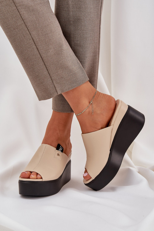 Zapatillas con una plataforma I Koturnie Eko Piel beige Eridoria