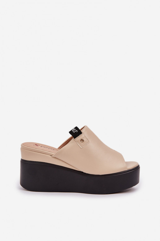Zapatillas con una plataforma I Koturnie Eko Piel beige Eridoria