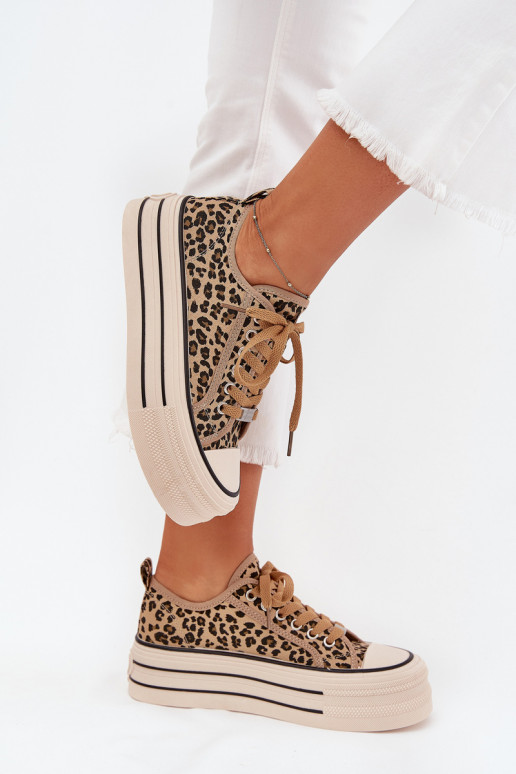 Zapatos de ocio con una plataforma con estampados de piel de leopardo Tiene querinae